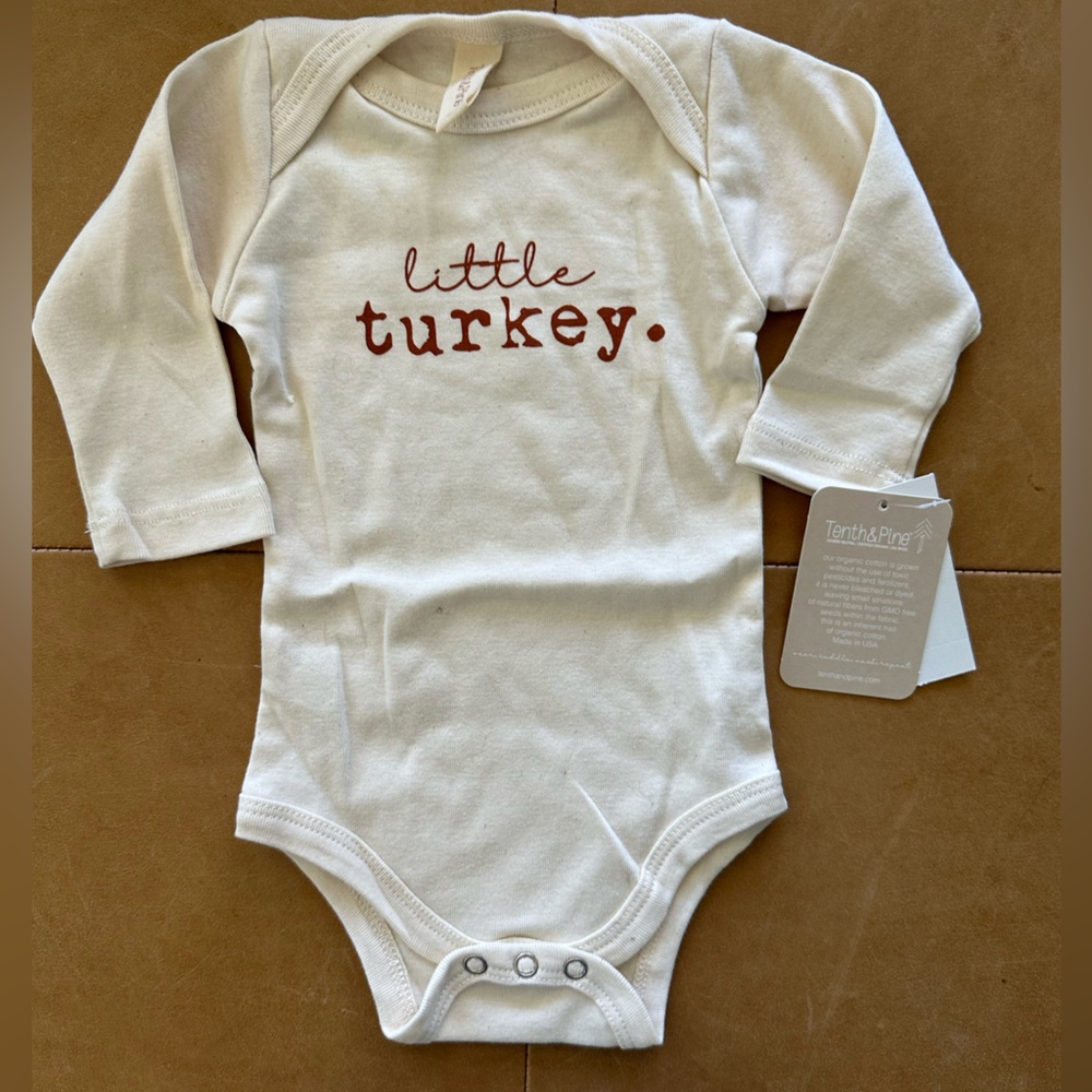 Tenth & Pine Organic Cotton Onesie Little Turkey NWT 0-3M